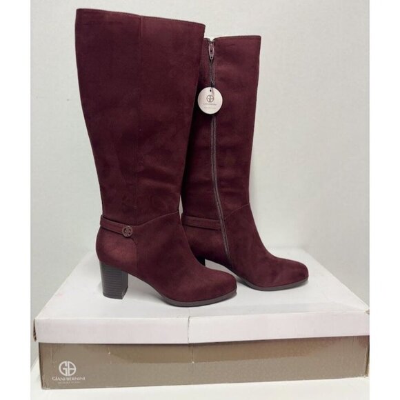 GIANI BERNINI/ Adonnys / Tall / Block Heel / Burgundy / Wine / Italian Boots - Picture 7 of 9
